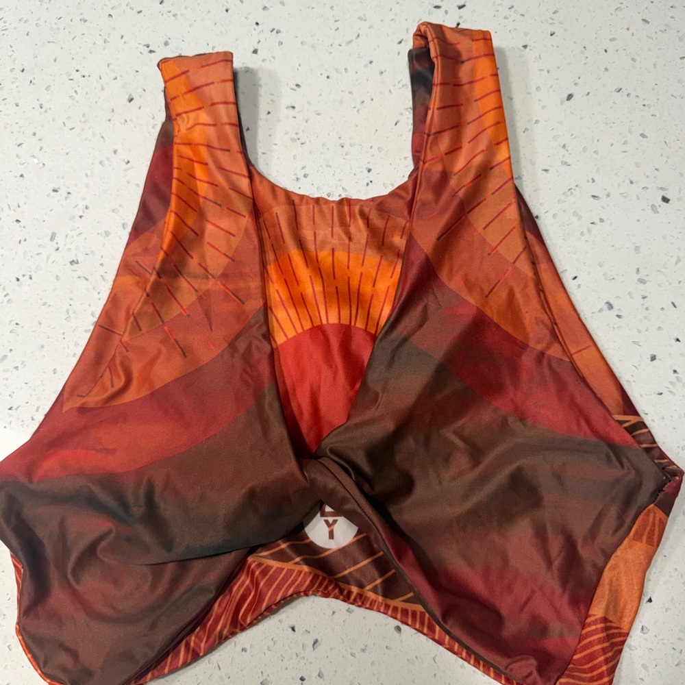 Sunset Orange Women's yoga democracy Crop Top - Picture 6 of 7